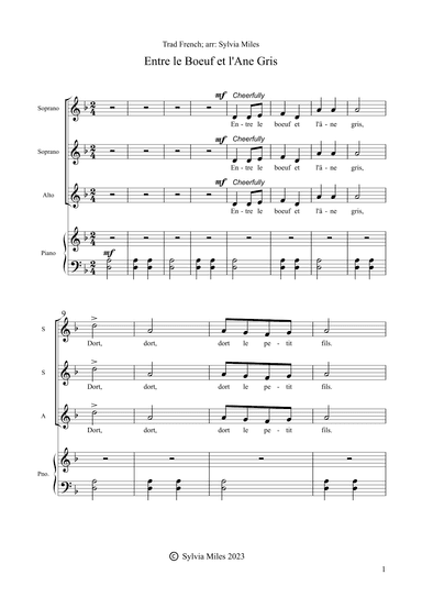 Entre le Boeuf et l'Ane Gris (arr. Sylvia Miles)