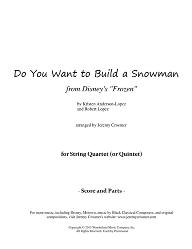 Do You Want To Build A Snowman? (arr. Jeremy Crosmer)
