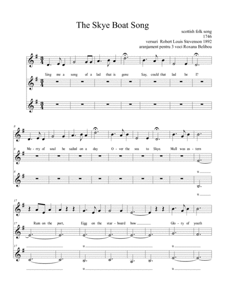 Skye Boat Song SSA a cappella (arr. Roxana Belibou)