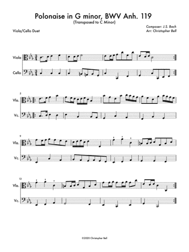 Polonaise in G minor, BWV Anh. 119 (Viola/Cello Duet) (arr. Christopher Bell)