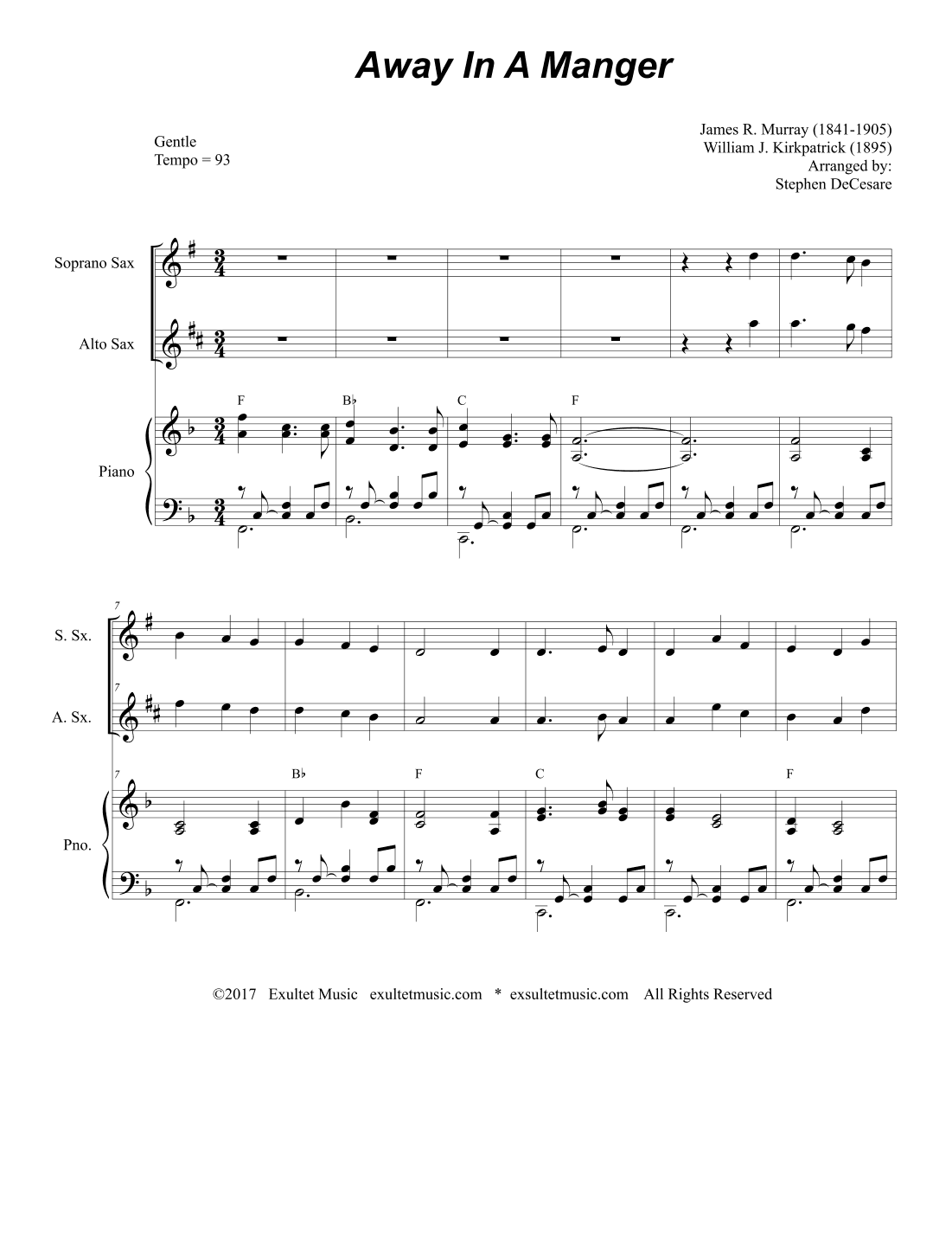 Away In A Manger (Duet for Soprano and Alto Saxophone) (arr. Stephen DeCesare)