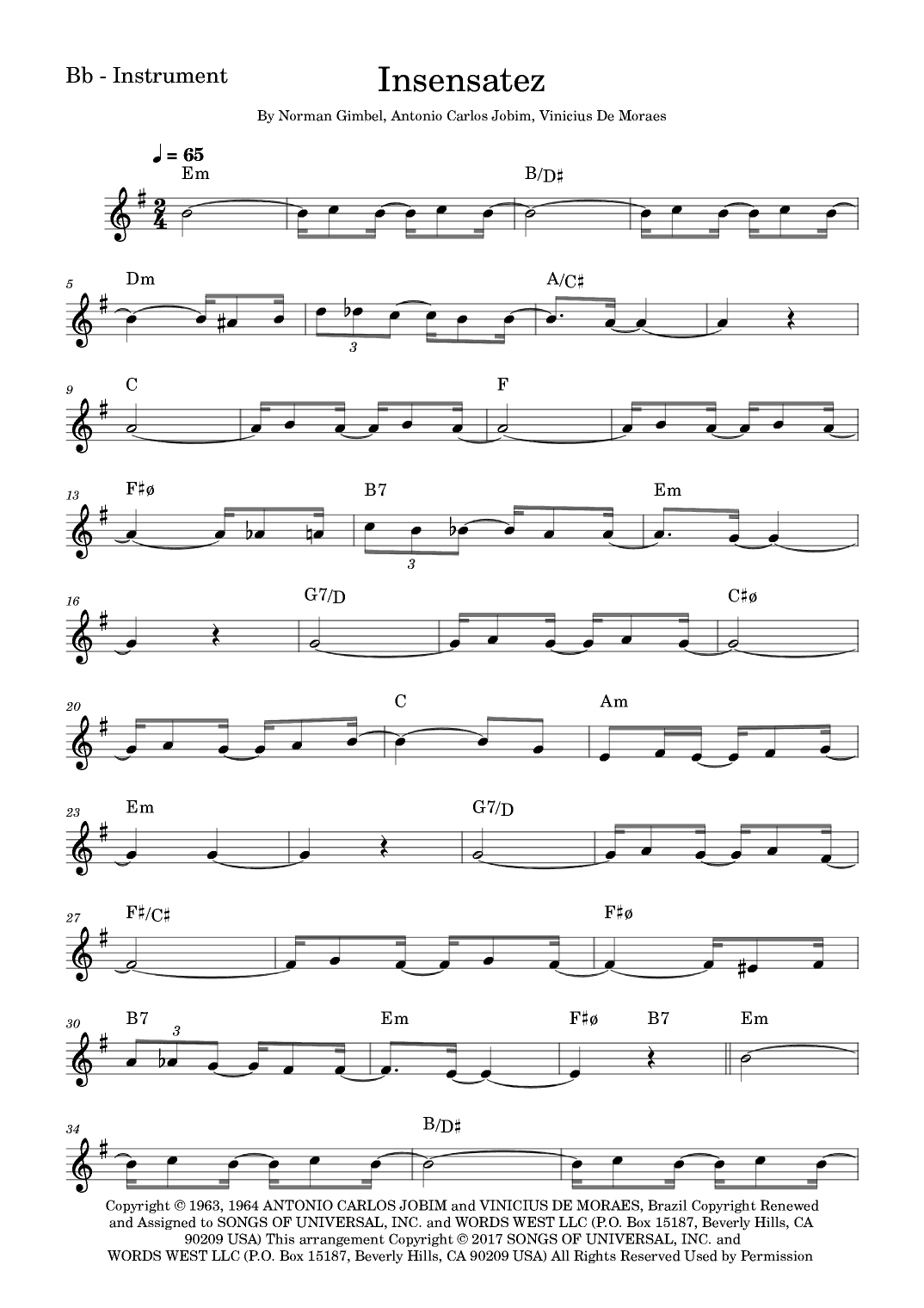 How Insensitive (insensatez) (arr. Fabio Eduardo de Oliveira)