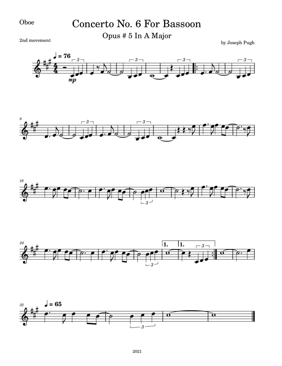 Concerto No. 6 (Opus #5, 2nd movement)