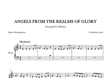 Angels from the realms of glory in C Piano Very Easy Christmas carol original rhythm (arr. Milanov)
