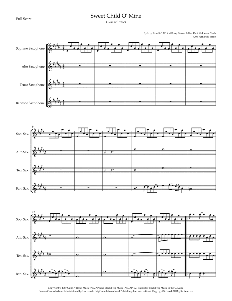 Sweet Child O' Mine (arr. Fernando Britto)
