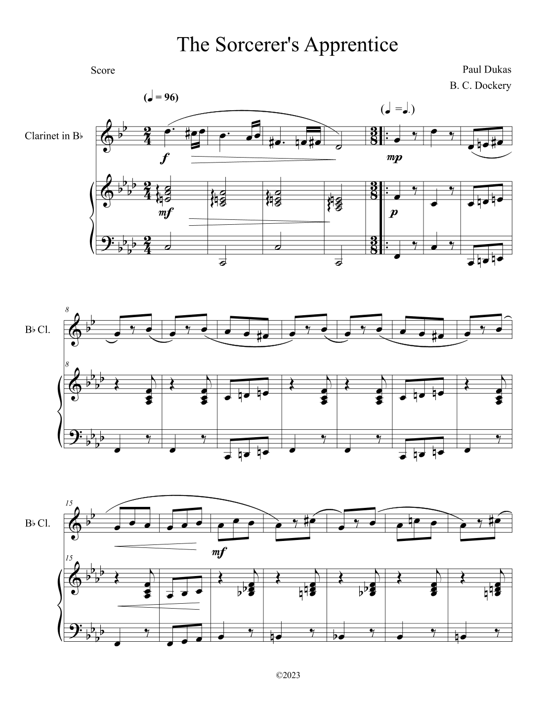 The Sorcerer's Apprentice (Clarinet Solo with Piano Accompaniment) (arr. B. C. Dockery)