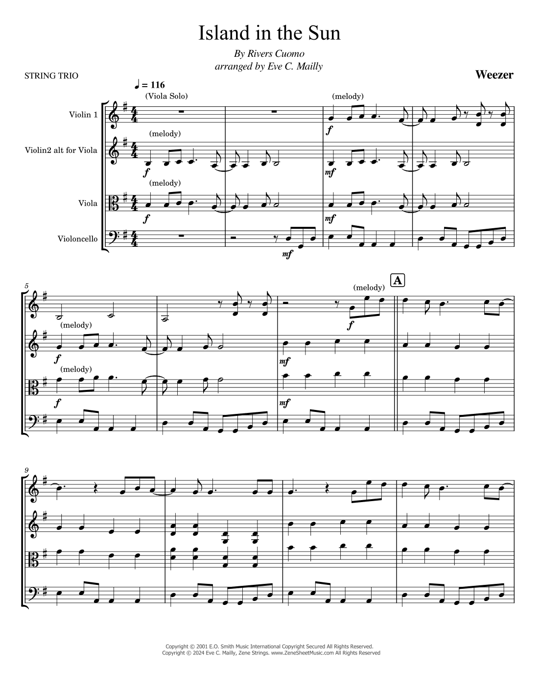 Island In The Sun (arr. Eve C. Mailly - Zene Strings)