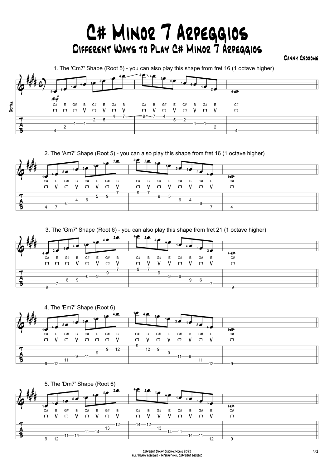 C# Minor 7 Arpeggios (5 Ways to Play)