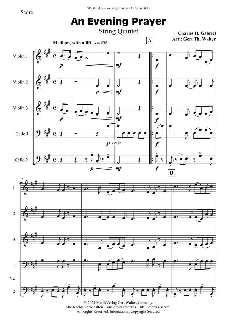 An Evening Prayer (arr. Gert Th. Walter)