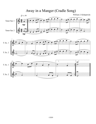 Away in a Manger (Cradle Song) for tenor sax duet (arr. B C Dockery)