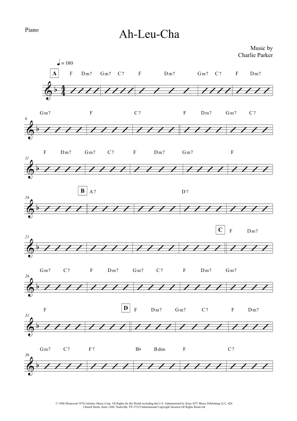 Ah-leu-cha (arr. The Sheet Music Library)