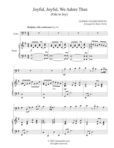 Joyful, Joyful, We Adore Thee (Cello-Piano) (arr. Marty Parks)