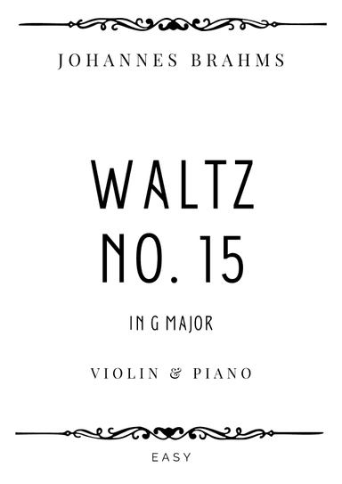 J. Brahms - Waltz No. 15 in G Major - Easy (arr. Piacere Music Sheets)