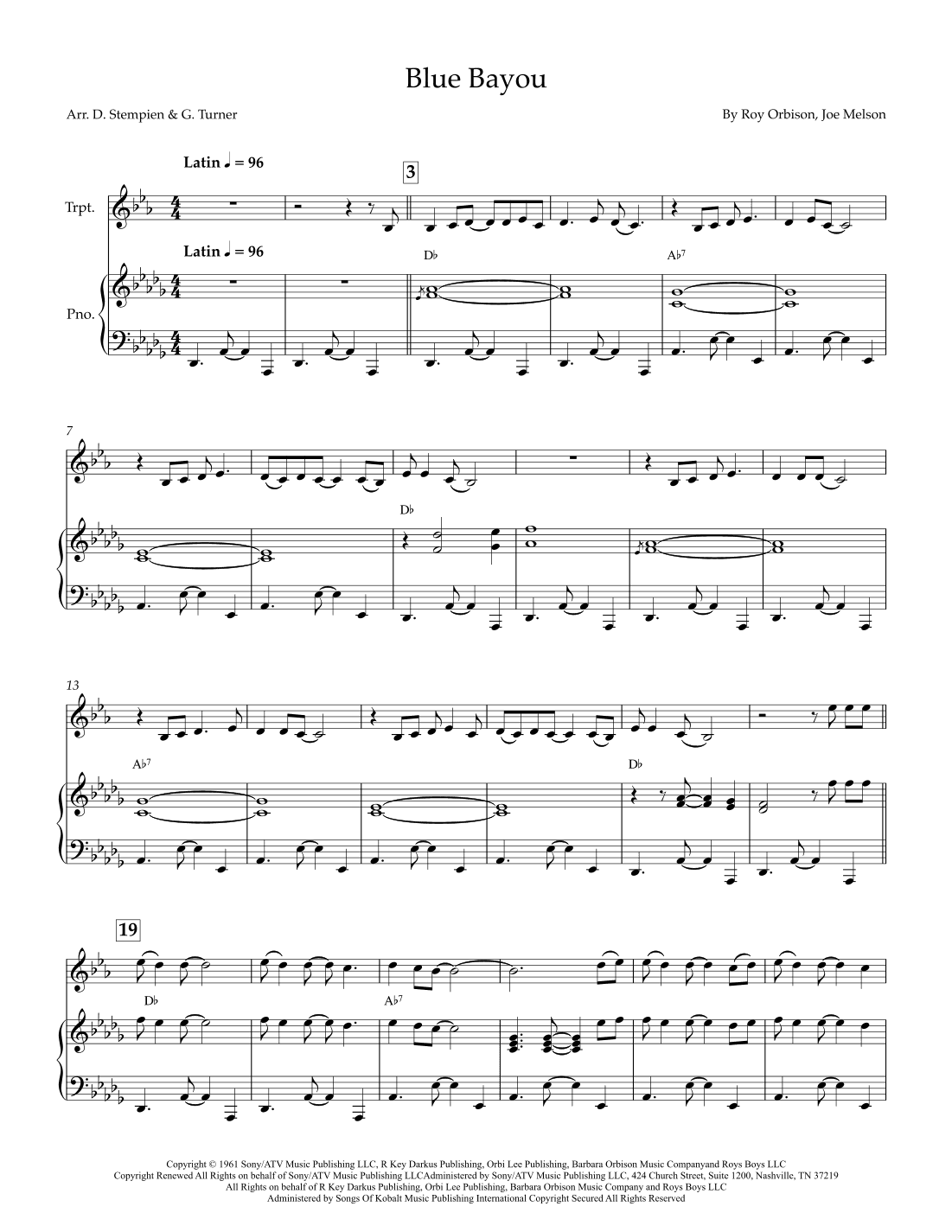 Blue Bayou (arr. Debra E. Stempien, Gregory H. Turner)