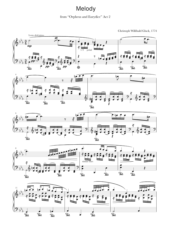 Melody - from the Opera “Orpheus and Eurydice” Act 2 (arr. Thomas Ling of Sibu)