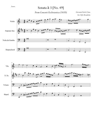 Sonata à 3 [No. 49] (arr. Kyle Beaudoin)
