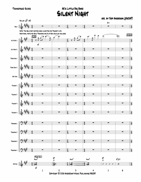 Silent Night for Little Big Band up to Full Big Band (arr. Jeff D. Anderson)