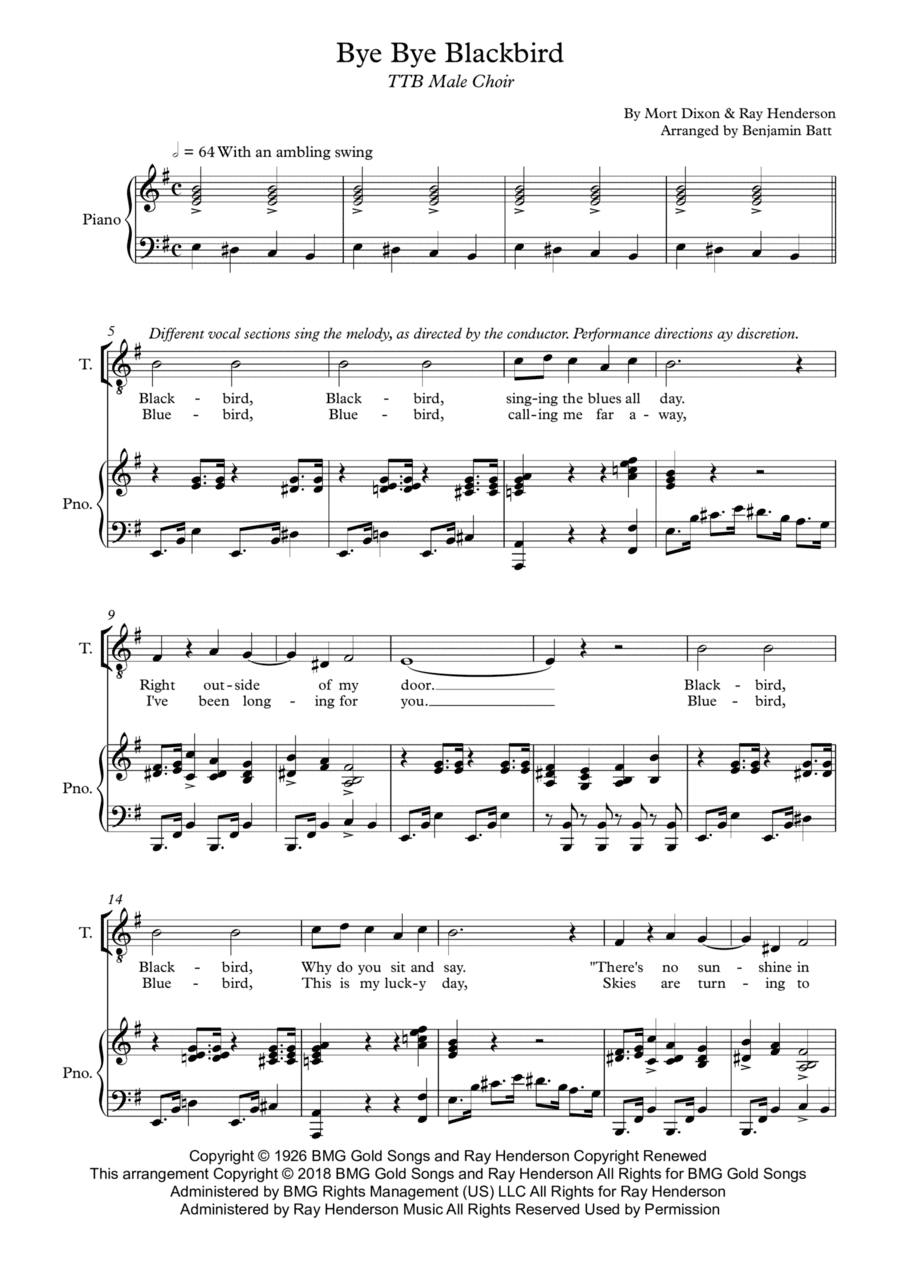 Bye Bye Blackbird (arr. Benjamin Batt)