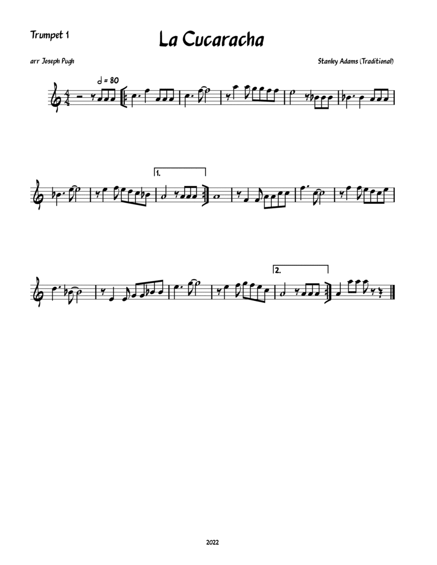 Las Cucaracha (Brass Quintet) (arr. Joseph Pugh)