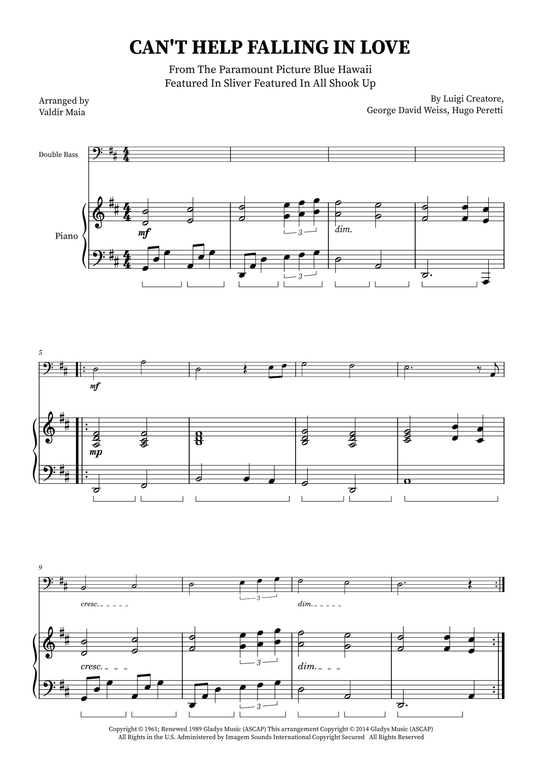 Can't Help Falling In Love (arr. Valdir Maia)