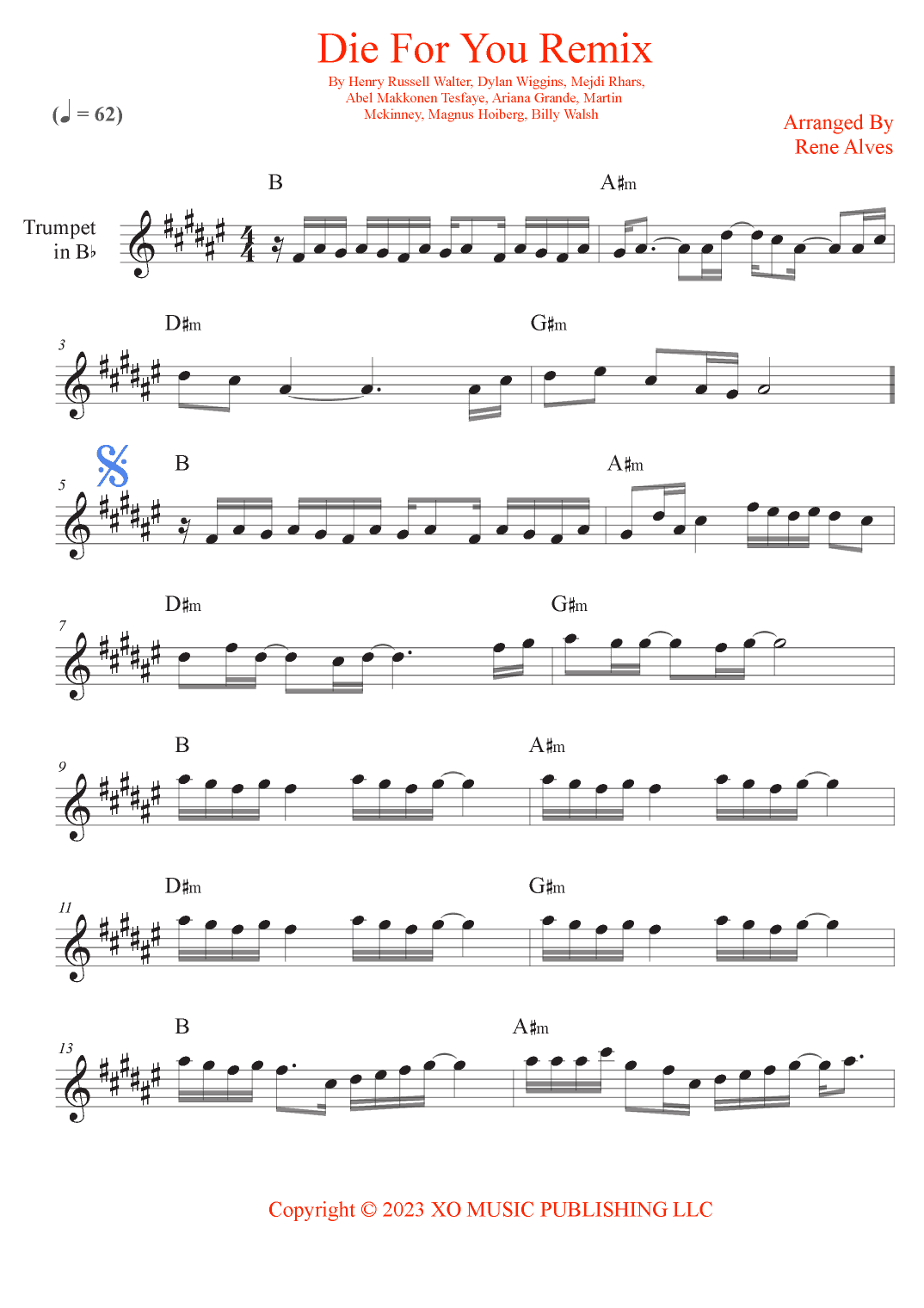 Die For You Remix (arr. Rene Alves)