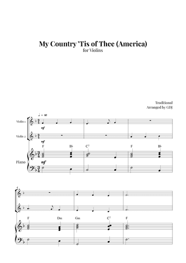 My Country 'Tis of Thee (America) (arr. GDJ)