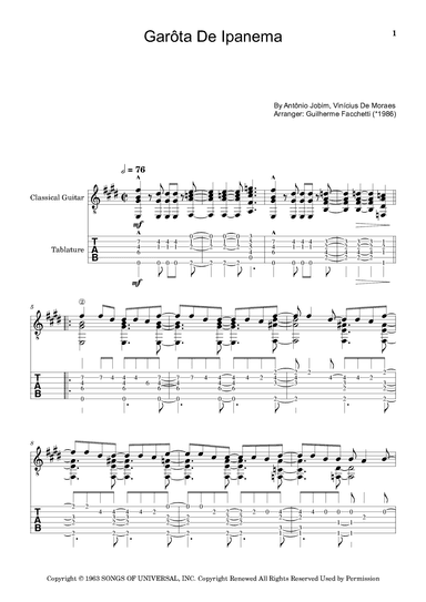 Garôta De Ipanema (arr. Guilherme Facchetti)