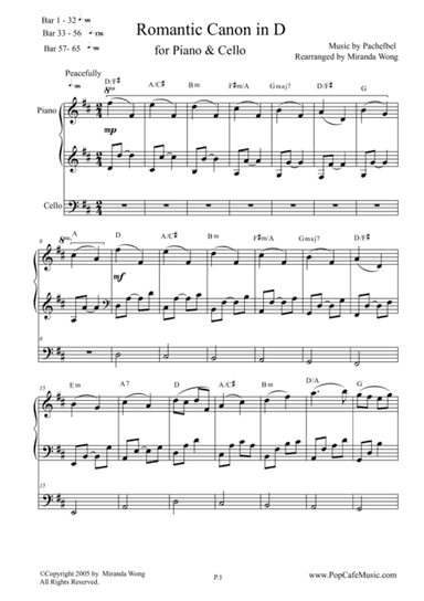 Romantic Canon in D for Piano & Cello (arr. Miranda Wong)