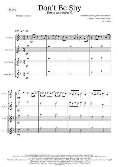 Don't Be Shy (arr. Musikeo)