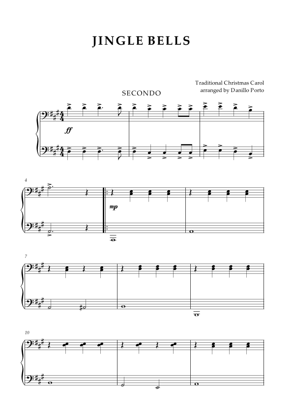 Jingle Bells - Piano Four Hands (arr. Danillo Porto)