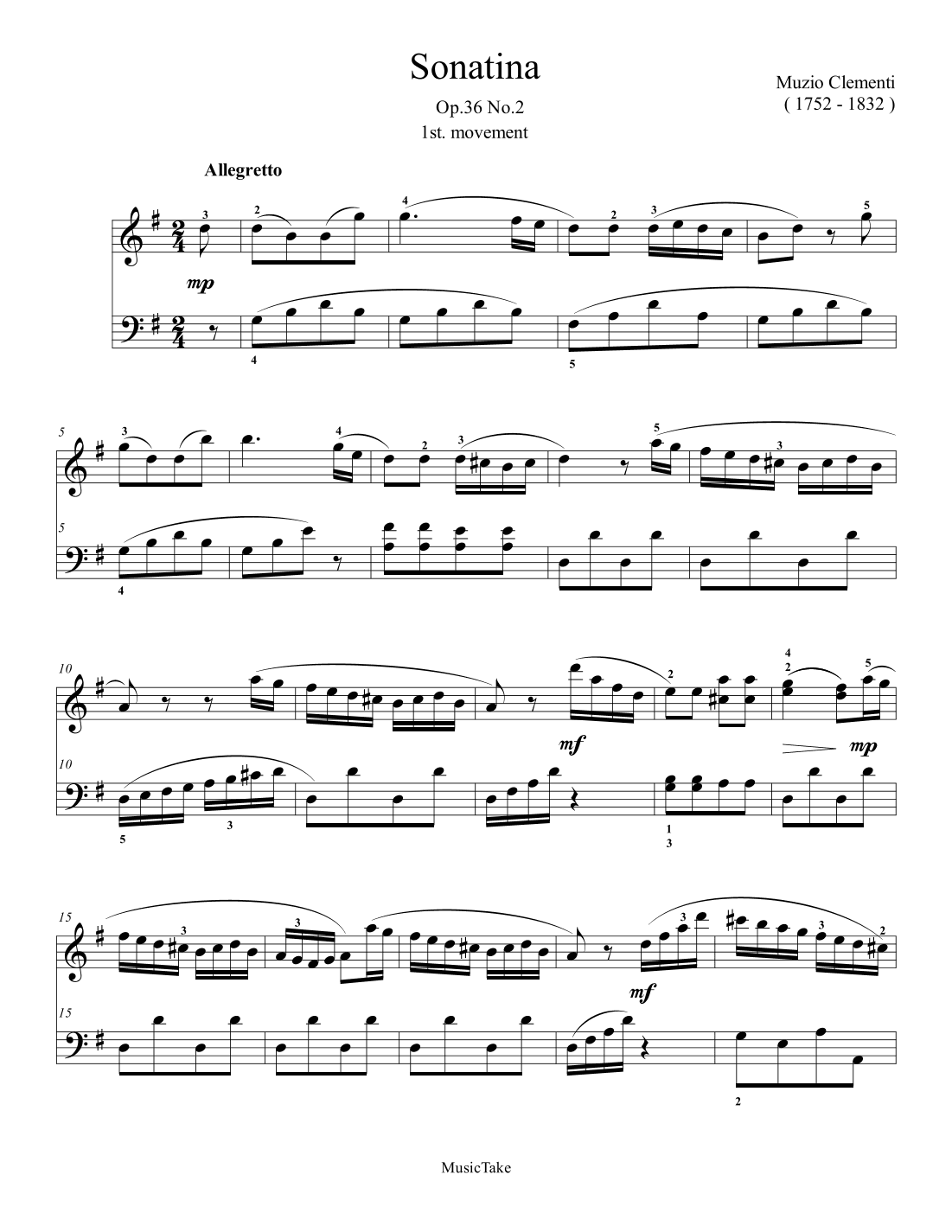 Clementi Sonatina in G Major Op.36 No.2 (1st movement) (arr. Ben Choupak)