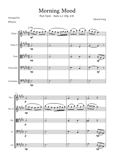 Morning Mood (Peer Gynt Suite N.1, Op 46) (arr. BTmusic)