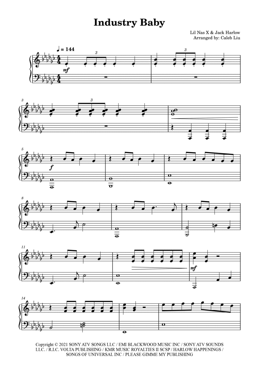 Industry Baby (arr. Caleb Liu)