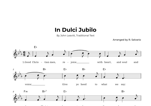 In Dulci Jubilo (Key of E-Flat Major) (arr. R. Salvario)