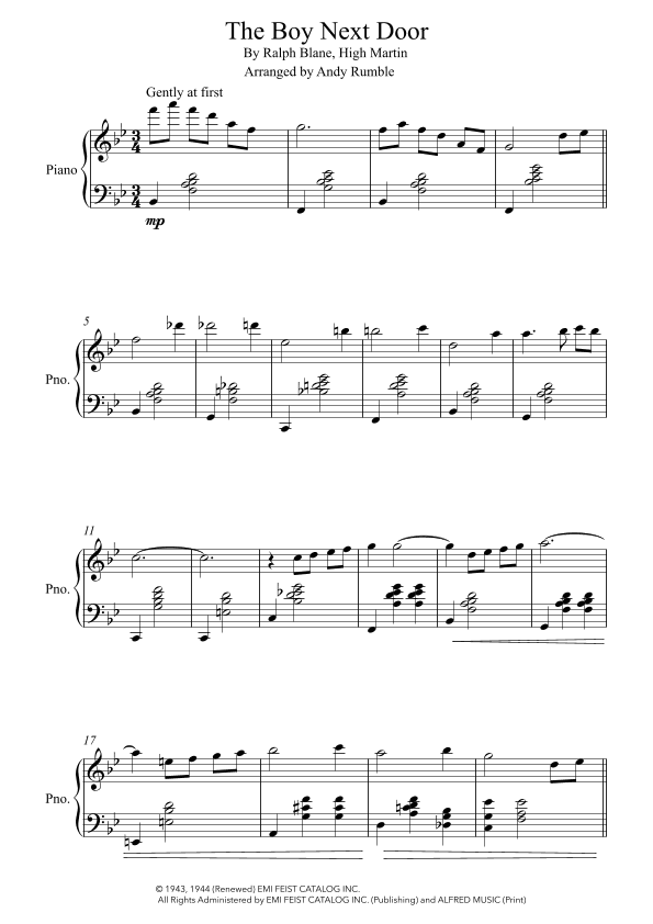 The Boy Next Door (arr. Andy Rumble)