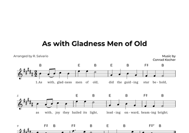 As with Gladness Men of Old (Key of B Major) (arr. R. Salvario)