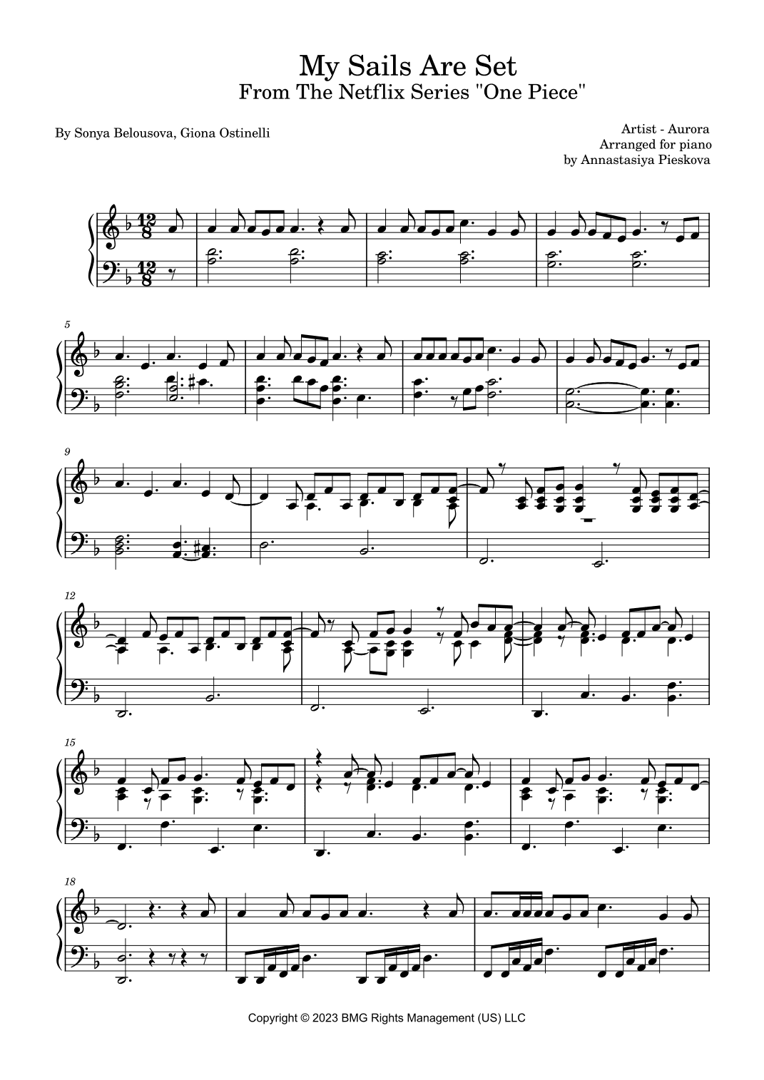My Sails Are Set (arr. Annastasiya Pieskova)