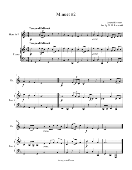 Minuet #2 (arr. Nick Lacanski)