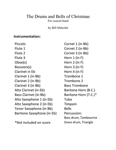 The Drums and Bells of Christmas (arr. Bill Malcolm)