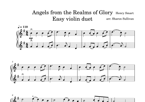Angels from the Realms of Glory (easy violin duet) (arr. Sharon Sullivan)