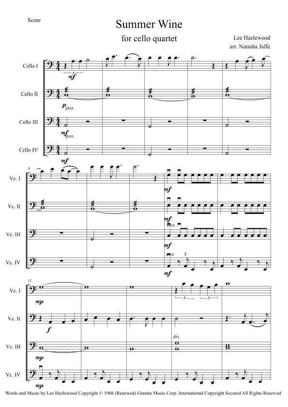 Summer Wine (arr. Natasha Jaffe)