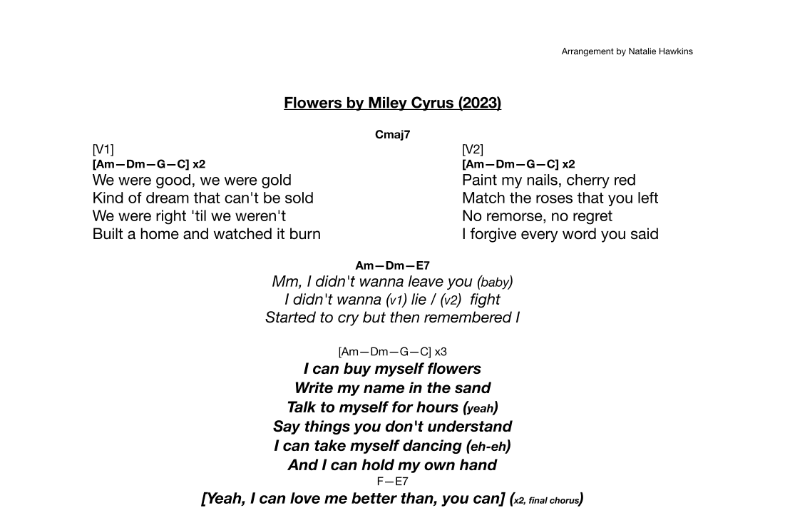 Flowers (arr. Natalie Hawkins)