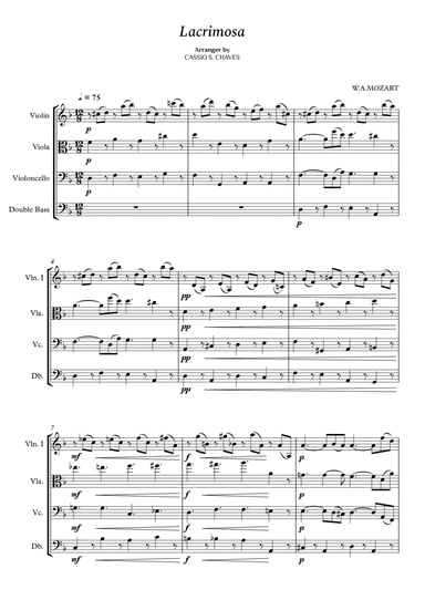 Mozart - Lacrimosa for String Quartet (arr. Cássio Silva Chaves)