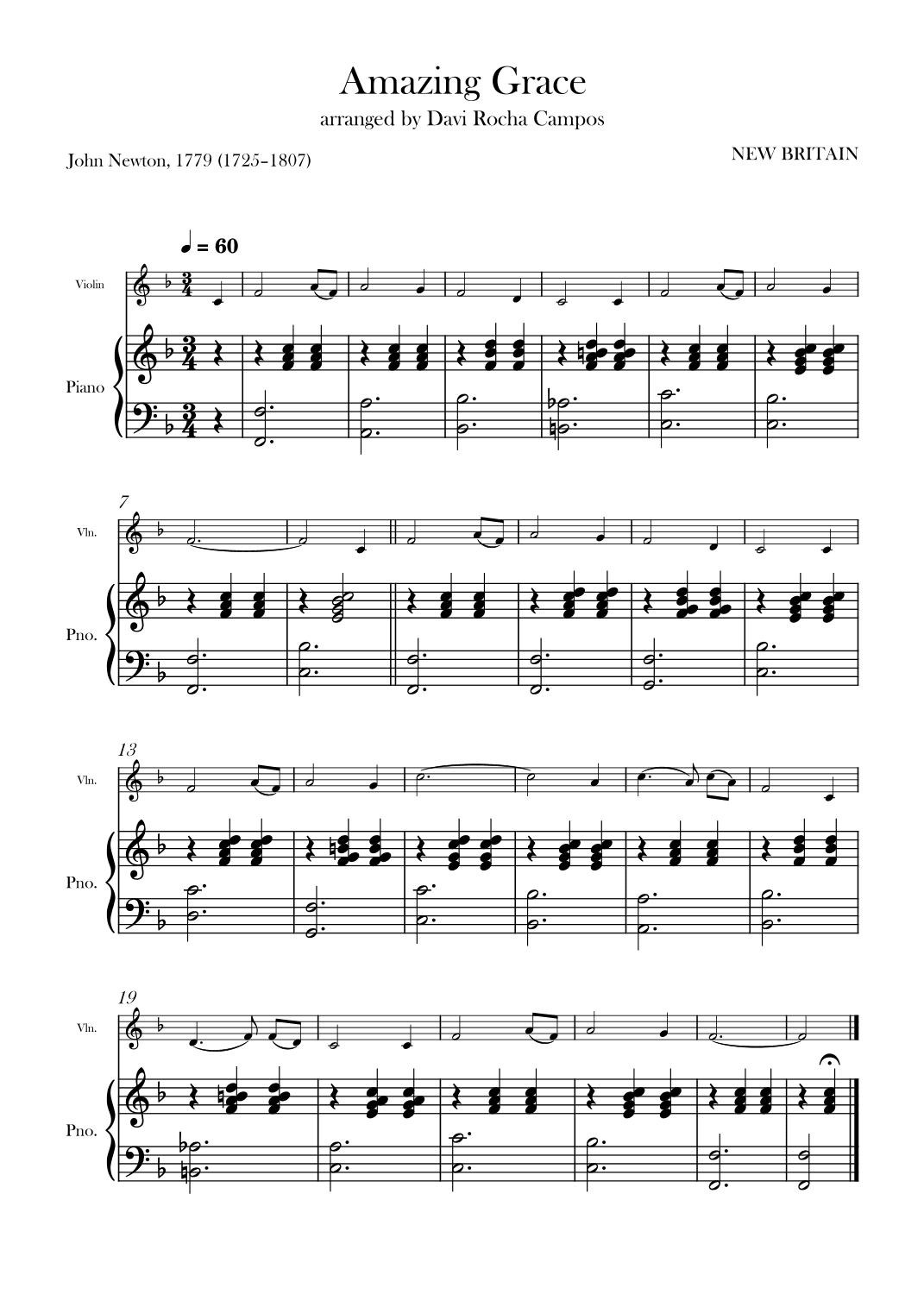 Amazing Grace (arr. Davi Rocha Campos)