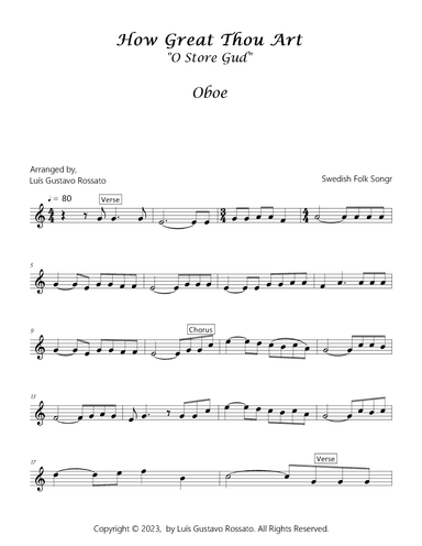 How Great Thou Art (O Store Gud) - Oboe (arr. Luís Gustavo Rossato)