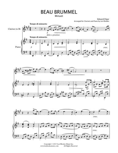 Elgar - "Minuet" from 'Beau Brummel', for Bb Clarinet and Piano (arr. Len Rhodes)
