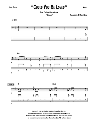 Could You Be Loved (arr. Accubass)