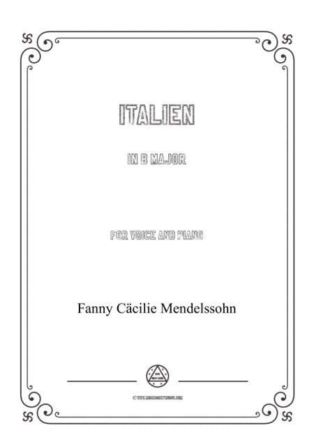 Fanny Hensel-Italien in B Major,for voice and piano (arr. MSM)