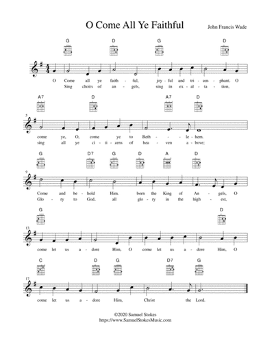 O Come All Ye Faithful (Adeste Fidelis) - lead sheet in G major (arr. Samuel Stokes)