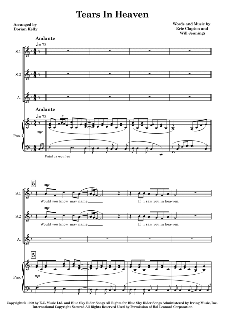 Tears In Heaven (arr. Dorian Kelly)